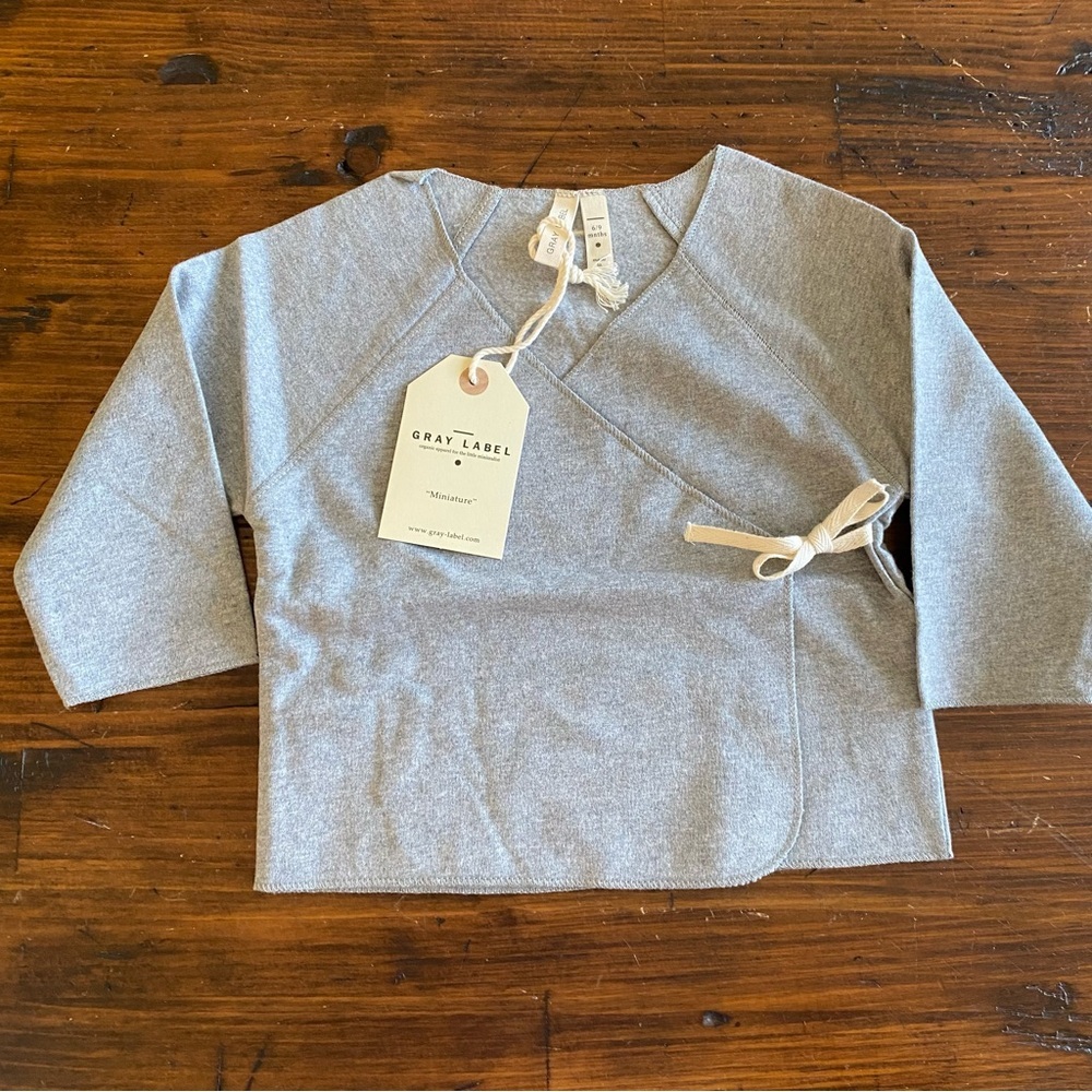 NWT‎ Gray Label Crossover Top Tie Enclosure In Grey Melange Size 6-9 Months